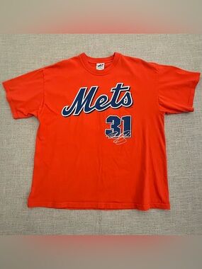 Vintage Piazza Mets Tee Shirt Men’s XL Orange Blue 2004 Dynasty Tag MLB NY Crew